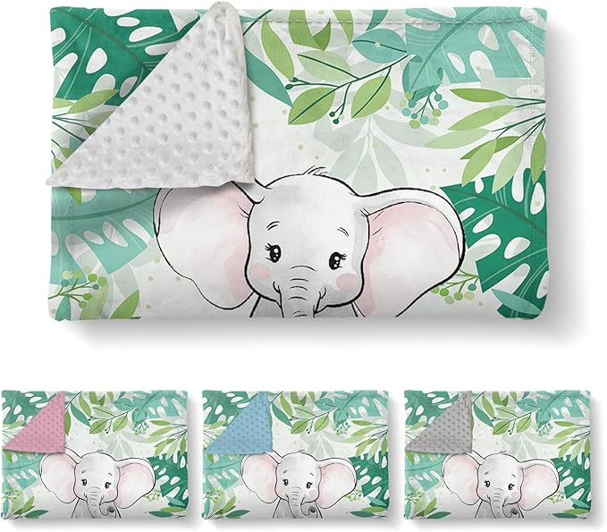Custom Name Crib Bedding Set, 3 Pcs Personalized Baby Crib Bedding Set, Soft Green Elephant Nursery Crib Sets for Boys Girls, Double Layer Toddler Bedding Set Customized Gifts for Newborn Kids