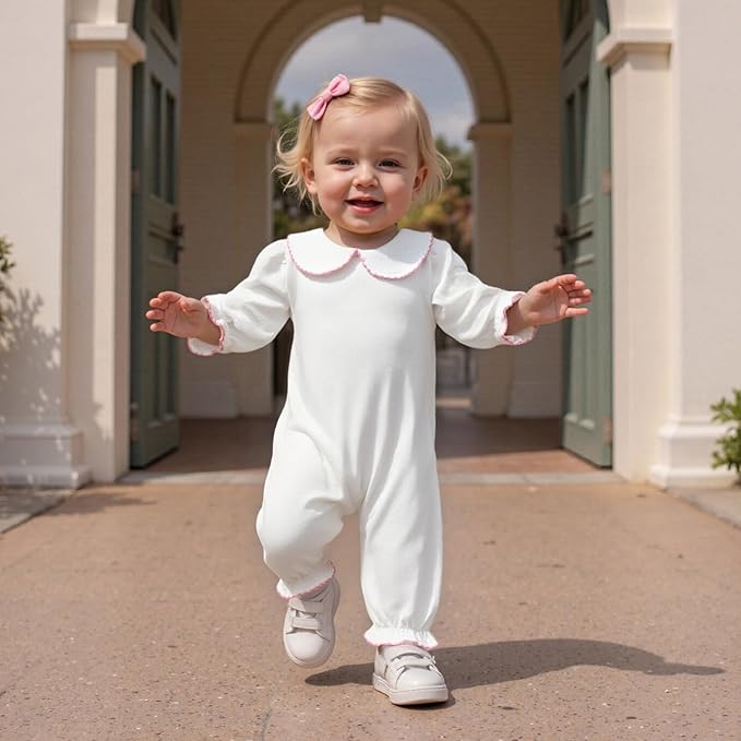 Merqwadd Baby Coming Home Outfit Boy Girl Cotton Long Sleeve Romper Jumpsuit Plain One-Piece Clothes