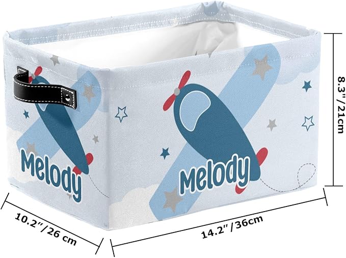 Deven Star Airplane Personalized Large Storage Baskets for Organizing Shelves with Handle,Closet Decorative Storage Bins for Bathroom,Nursery,Home