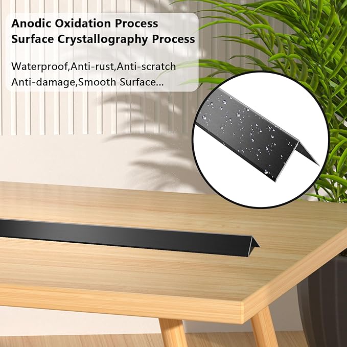 6PCS Aluminum Alloy Metal Corner Guards - Black Wall Corner Protectors 1.6" x 1.6" x 48" with 90 Angle, 19Ga / 0.9mm Thickness (4x4x120CM)