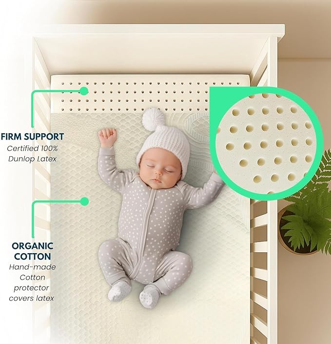 ORGANIC TEXTILES Organic Baby Mattress Topper with Organic Cotton Removable Cover - GOLS/GOTS Certified - Breathable - 3" Cradle (36"x18")