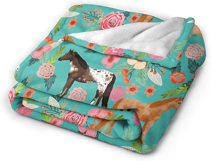Tijuboni Horse Throw Blanket Horse Gifts for Girls Boys Women Men Kids Adults Soft Flannel Fleece Blanket for Couch Sofa Bed Home Decor 50"x60"