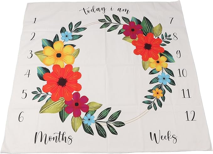 Baby Monthly Milestone Blanket Novelty Decorative Wreath Pattern Newborn Photography Background Blanket