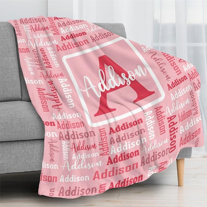 Dr.TOUGH Name Blanket Personalized Blanket for Adult Kids Flannel Customized Personalized Blankets and Throws