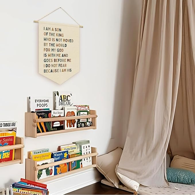 Boy Nursery Decor, I am a Son of the King Boy Nursery Banner, Boho Christian Religious Bible Verse Wall Hanging Pennant Flag for Boys Bedroom Playroom，Inspirational Wall Decor