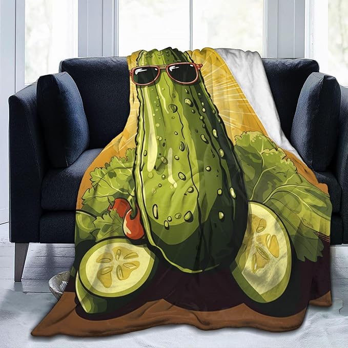 Funny Pickles Dill Blanket Gifts for Girls Women Flannel Throw Blankets for Home Couch Bed Sofa Soft Fuzzy Lightweight Decor All Season 60x50 Inches