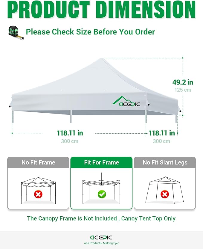 Heavy Duty 10x10 Canopy Replacement Top Cover with 8 Large Drainage Holes, Waterproof PU and 99% UV Resistant Fabric for Outdoor Events, Art Exhibition (Tent Top Only, Excluding Frame, Black)