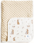 lulumoon Baby Blankets for Newborn Unisex: Thermal Minky Dotted Backing with Bunny Print - Muslin Receiving Blanket for Baby Essential & Registry Gift 30"x40"(Bunny)