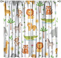 Cartoon Animal Curtains, Safari Woodland Jungle Forest Wildlife Blackout Window Treatments, Rod Pocket Thermal Insulated Drapes 2 Panel Sets for Kids Bedroom Nursery Classroom, 42" W X 54" L