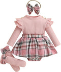 Giraropa Baby Girl Fall Winter Clothes Long Sleeve Romper Dress + Socks + Headband Newborn Infant Cute Casual Outfits