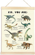 Hiuwevt Dinosaur Nursery Poster Hanger Frame, Dinosaur Room Decor for Boys, Inspirational Educational Dinosaurs Wall Art Decor for Classroom Kids Boys Room Home, 12x16 Inch