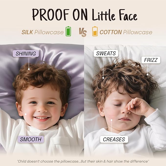 OLESILK 100% Mulberry Silk Toddler Pillowcase for Hair and Skin, Both Sides 19 Momme Pure Natural Silk Travel Pillow Cases with Hidden Zipper, 13"x 18", White