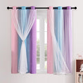 XiDi Kids Curtains 45 Inch Length for Girls Bedroom 2 Panels Blackout Short Curtains for Kids Nursery Room Darkening Window Drape Unicorn Princess Theme Decor Grommet Top Pink/Purple/Blue 42x45