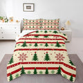 Feelyou Christmas Bedding Set Soft for Boys Girls, Xmas Tree Comforter Set Toddler Size Snowflake Star Duvet Quilt Microfiber New Year Theme Bedroom Decor 2 Pcs with 1 Pillow Cases