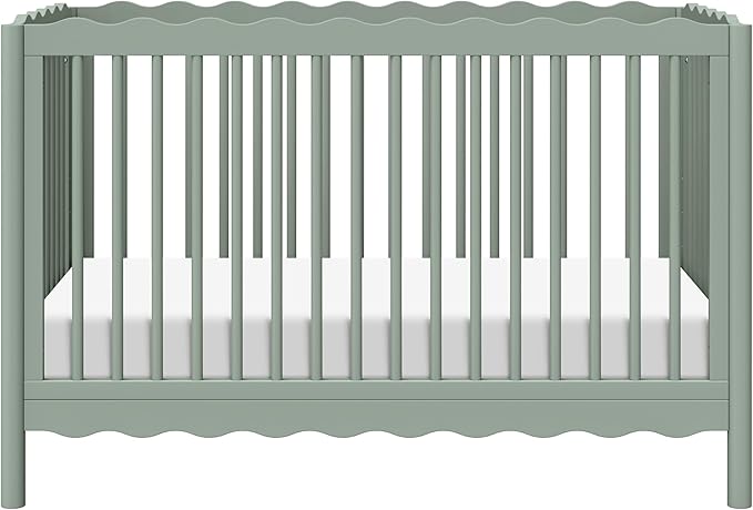 babyletto Swell 4-in-1 Convertible Crib with Toddler Bed Conversion Kit in Light Sage, Greenguard Gold Certified, Made of 100% Solid Wood