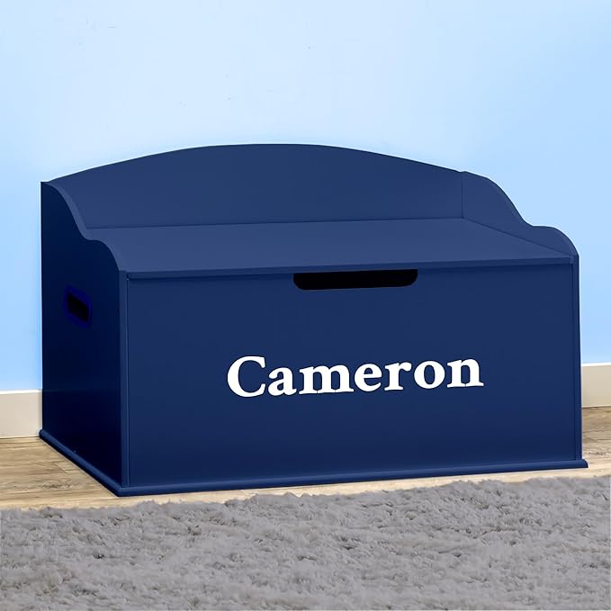 DIBSIES Personalized Creative Wonders Toy Box, Signature Series for Boys, 30 x 19.25 x 18 inches, Soft-Close Lid (Blue)