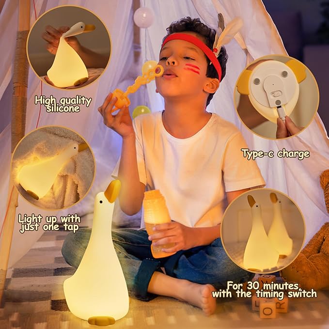Night Light,LED Silicone Material, 3 Levels of Warm Light, Cute Animal Night Lamp for Kid's Room Decor