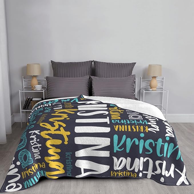 Dr.TOUGH Personalized Blankets with Name Customized Baby Blankets for Girls Boys Adults Monogrammed Blankets and Throws Christmas Birthday Mothers Fathers Valentines Day Gift (Black,30''×40'')