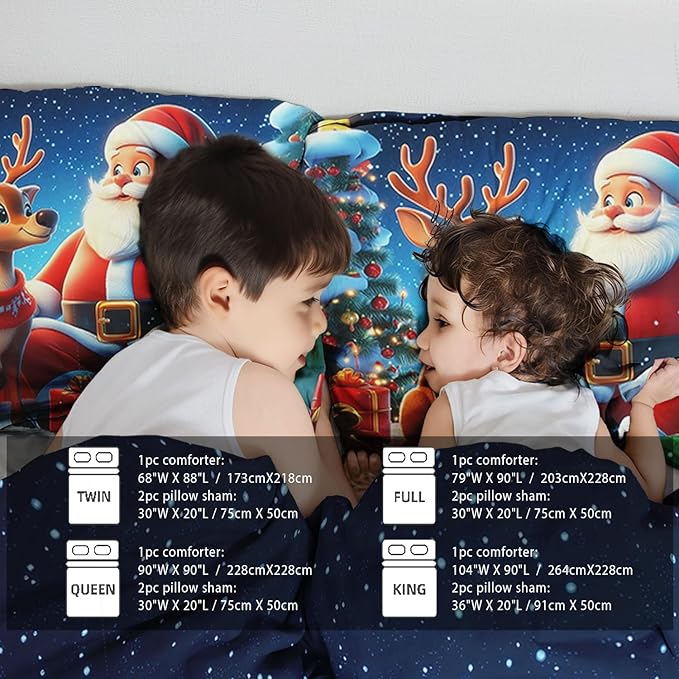Raphus cucullatus Christmas Bedding Full,Christmas Comforter Set,Santa Claus Decor Holiday Bedding Winter Quilt,Santa Claus Comforter Set,Snowflake Navidad Quilt Set,Cute Reindeer Quilt
