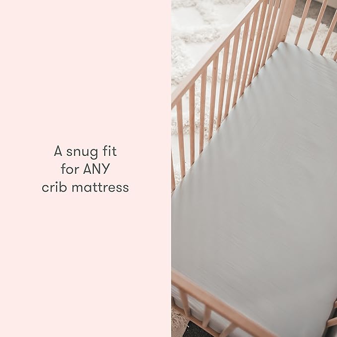 Newton Baby Organic Fitted Crib Sheets (2-Pack) - 100% Breathable and Ultra-Soft, 100% Organic Muslin Cotton, Stardust Print in Blush Coral + Solid White, Fits All Standard Cribs