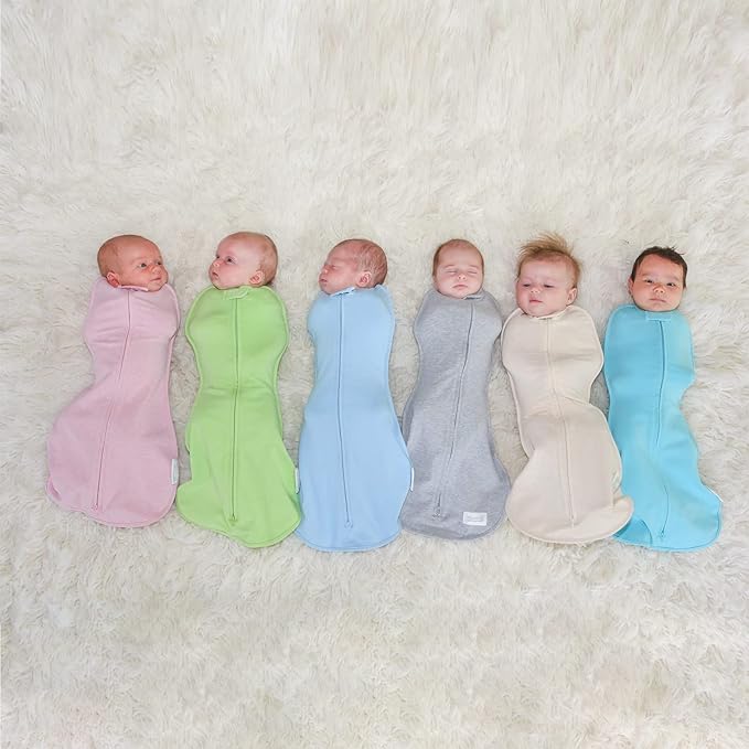 Woombie Original Baby Swaddling Blanket - Self-Soothing, Cotton Baby Swaddle with Zipper - Wearable Newborn Blanket, Twilight Heathered Gray, 5-13 lbs