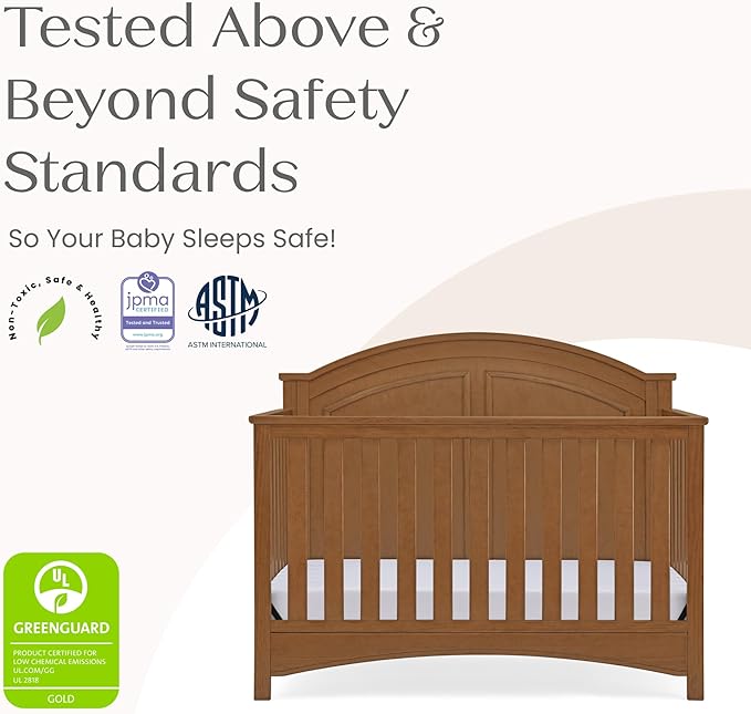 Delta Children Perry 6-in-1 Convertible Crib - Greenguard Gold Certified, Chestnut