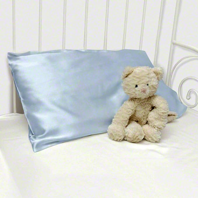 ROSEWARD Organic Silk Baby Pillowcase with Zipper, Small 10"x13" Pillow Cover for Boys & Girls, Ideal for Bed & Travel, Soft for Kids Hair & Skin, Hypoallergenic Pillowcases for Toddlers (Blue Grey)