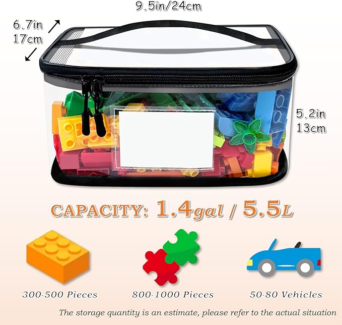 Upgraded Large Toy Storage Organizer, Clear Toy Storage Bags with Label & Manual Pocket for Puzzles, etc. (8PCS)