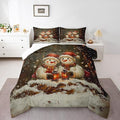 Manfei Kawaii Snowman Kids Comforter Set King Size,Dead Tree Winter Snow Romantic Bedding Set,Boys Girls Room Decor,Merry Christmas Down Comforter,Black White Duvet Insert,2 Pillowcases