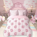 7 Pieces Bowknot Princess Kid Comforter Set Full,Disco Crystal Ball Western Cowgirl Bedding Set,Star Bow Tie Sweet Romantic Pink Dreamy（Comforter+Fitted+Flat Sheet+2 Pillowcases+2 Throw Pillow Covers）