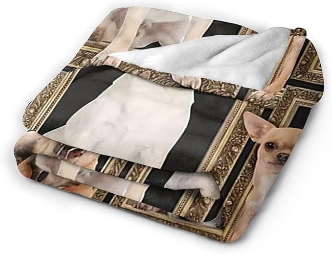 Cute Chihuahua Blanket for Girls Boys Funny Dog Throw Blankets Soft Cozy Warm Fuzzy Fleece Pet Bedding Flannel Throws Stuffed Animal Gifts for Chihuahua Lovers Kids Men Women Bedroom Decor 50"x40"