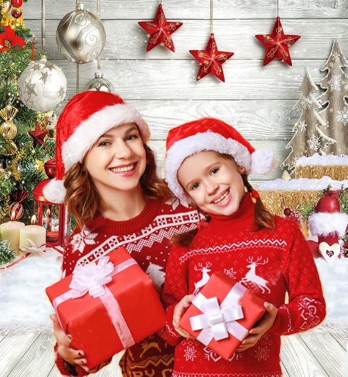 CYLYH 5x7ft White Wood Floor Photography Backdrop - Winter Snow Xmas Background for Newborn, Christmas & New Year Parties