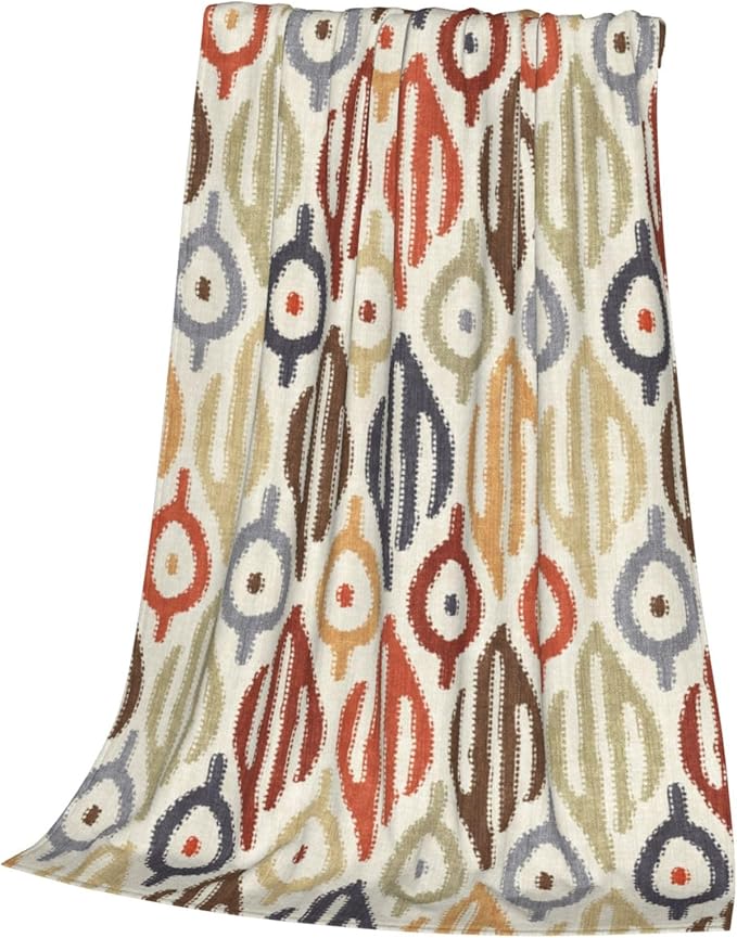 Boho Blanket for Women Kids Adults Flannel Decor Soft Ethnic Pattern Throw Blankets for Couch Travel Nap 50x40 Inches