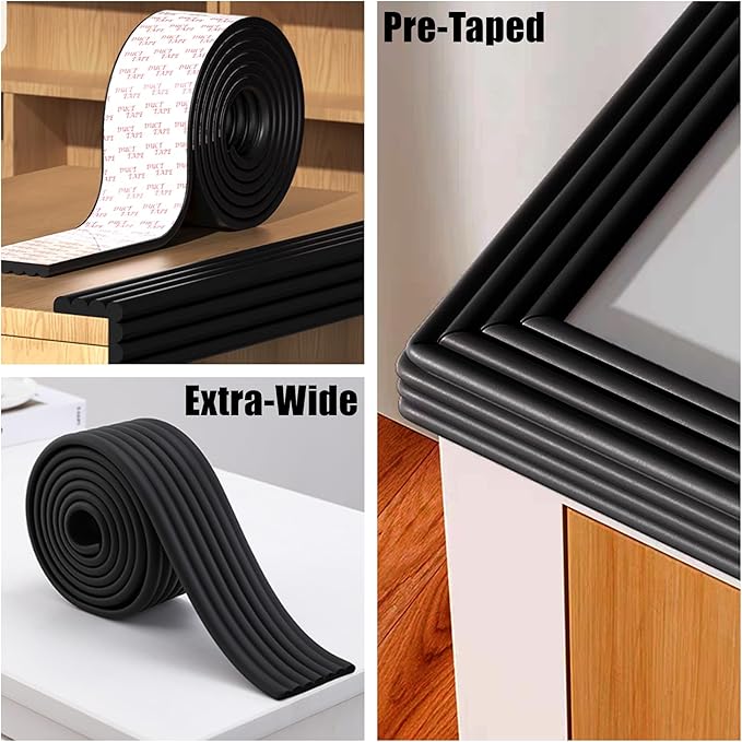 M2cbridge Multifunctional Edge and Corner Guard Coverage Baby Safety Bumper DIY 6.5 Ft (Black (6.5ft x 2))