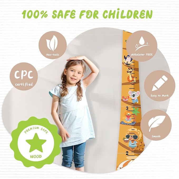 Personalized Name Growth Chart for Kids, Coconut Beach Children's Height Growth Chart Wall Board, Precision Height Measuring Instrument for Nursery Room, Removable and Easy to Store