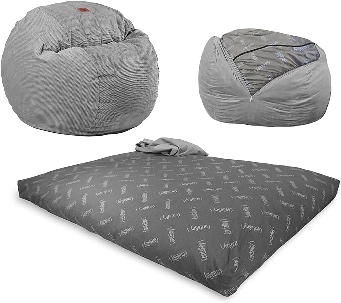 CordaRoy's Chenille Bean Bag-Convertible Bean Bag Chair-Machine-Washable Chenille Fabric Cover-for Basement,Living Room,Game Room,Dorm & More - King Size - Charcoal | Made in The USA