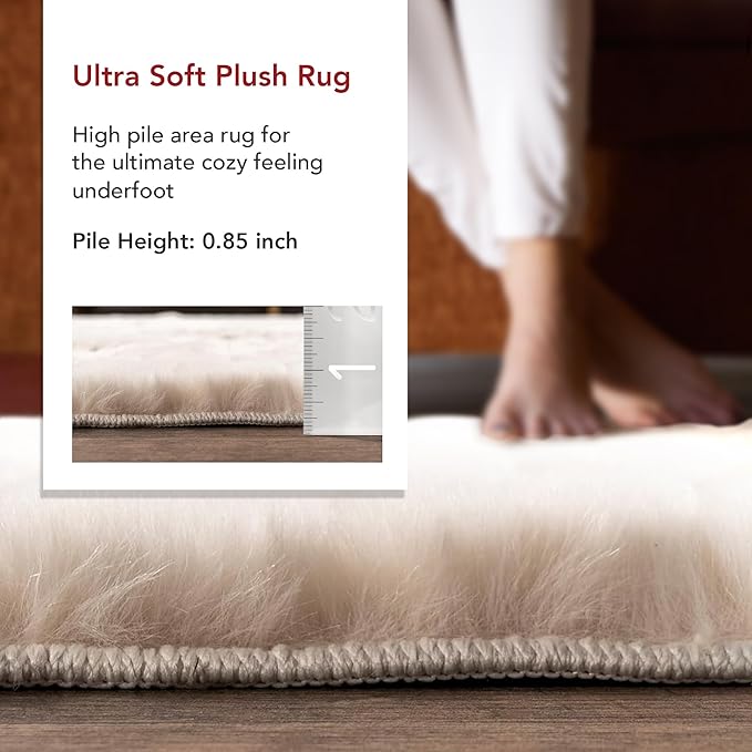 nuLOOM Nia Beige, 3'9" x 6', Cozy Shag, Fluffy and Soft, High Traffic, Stain Resistant, Easy Clean, Durable Machine Washable Area Rug for Bedroom, Living Room, Dining, Den, Foyer, Entryway