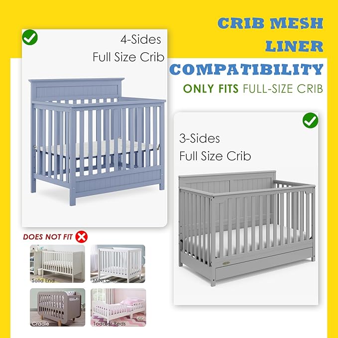 Breathable Mesh Crib Liner for Protecting Baby Legs and Arms, Block The Pacifier from Falling, 11" H (28cm) Essential 3mm Breathable Mesh Liner Around 3 or 4 Side Full-Size Crib, Pink