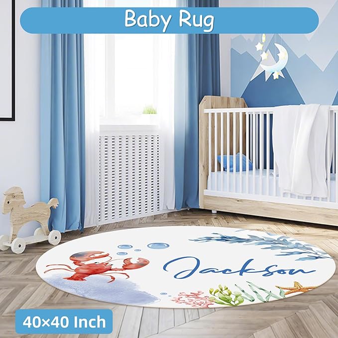 Custom Baby Crib Bedding Set, 5 Pcs Personalized Baby Crib Set with Name, Ocean Animals Design Nursery Bedding Sets, Toddler Bedding Set, Newborn Infant New Parents Customized Gift