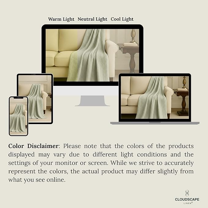 Cloud Scape Linen 4 Layer Oversized Muslin Blanket King Size - 100% Cotton, Lightweight & Breathable All Season Blanket for Bed, fits California King, 92x108, Seafoam Green