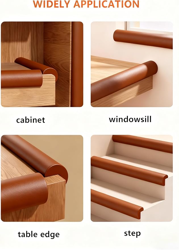 Baby Proof Edge Corner Protector, 16.4FT 0.47''Th L-Shape Furniture Corner & Edge Safety Bumpers with 10 Corners, Pre-Taped, Soft NBR Rubber Foam Desk Edge Cushion Wall Corner Protector (Coffee)