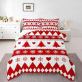 Feelyou Christmas Comforter Set King Size Xmas Tree Bedding Set for Kids Boys Girls Snowflake Heart Duvet Quilt Geometric Bedroom Decor Microfiber 3 Pcs with 2 Pillow Cases