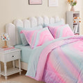 Wajade Girls Pink Comforter Set Bed in A Bag Queen Size 7 Piece 3D Colorful Tie Dye Pink Rainbow Bedding Set for Teens Girls (1 Comforter, 1 Flat Sheet, 1 Fitted Sheet, 2 Pillowcase and 2 Pillow Sham)