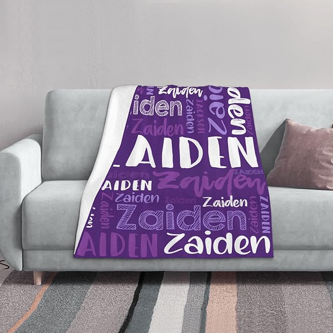 Dr.TOUGH Personalized Blankets with Name Customized Baby Blankets for Girls Boys Adults Monogrammed Blankets and Throws Christmas Birthday Mothers Fathers Valentines Day Gift (Purple,30''×40'')