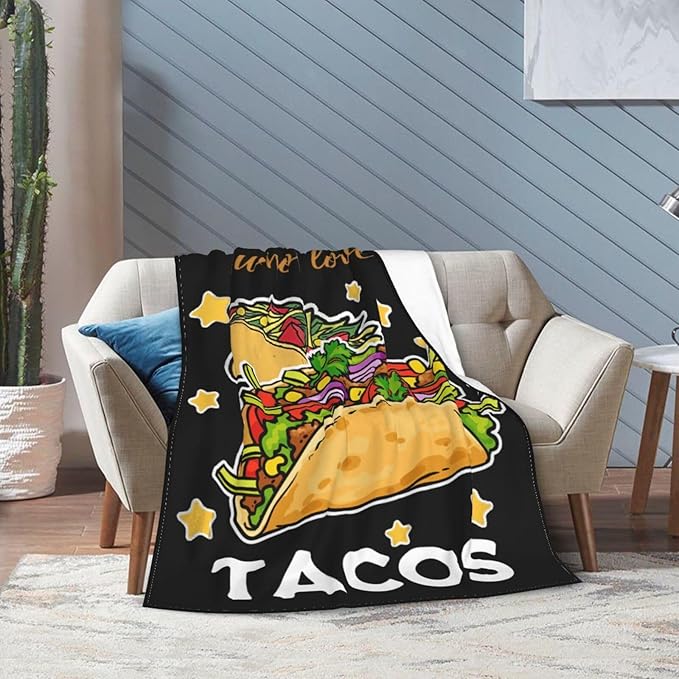 Taco Blanket for Girls Just Girl Who Loves Tacos Throw Blanket Soft Cozy Warm Fuzzy Fleece Tacos Food Bedroom Decor Blanket Gifts for Kids Women Men Adults Couch Sofa Bedding 60"X50"