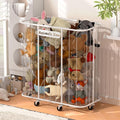 300L Stuffed Animal Organizer Plush Toy Storage Organizer Toy Storage Basket, Kids Toy Storage Bins with Wheels, Metal Frame and Elastic Cord Design, Suitable for Storage of Any Stuff