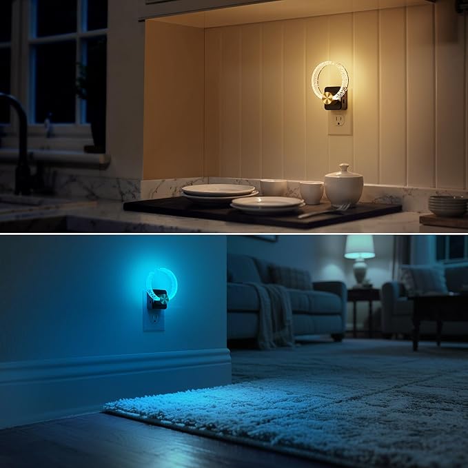 DORESshop Night Lights Plug Into Wall, [2 Pack] LED Night Light Color Changing RGB with Dusk-to-Dawn Sensor, Adjustable Brightness Dimmable Nightlights for Hallway, Bedroom, Kids Room, Christmas Gifts