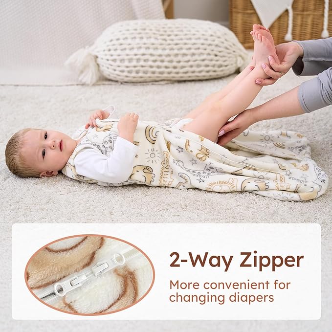 Yoofoss Fleece Baby Sleep Sack 2 Pack 1.5 Tog Baby Wearable Blanket with 2-Way Zipper