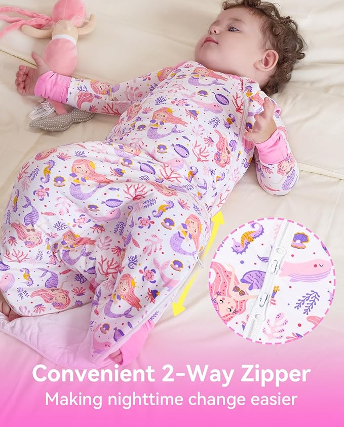 Rayon Made from Bamboo Viscose Sleep Sack 0-36 Months 1.0 Tog for Toddler and Baby sleepers 2-Way Zipper Newborn Sleep Sacks