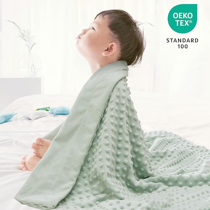david's kids Micro Fleece Minky Baby Blanket for Girls with Double Layer and Soothing Raised Dots, 40x50 Inches Breathable and Soft Lightweight Receiving Blanket for Newborns, Sage Green